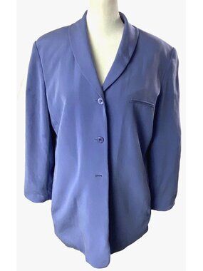 TRAVIS AYERS Women 100% Silk Blazer Sz 14 Periwinkle Professional Work hg-42